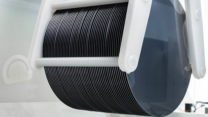 Semiconductor wafers in carrier 