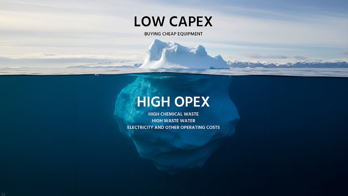 Iceberg swimming in water CAPEX vs OPEX